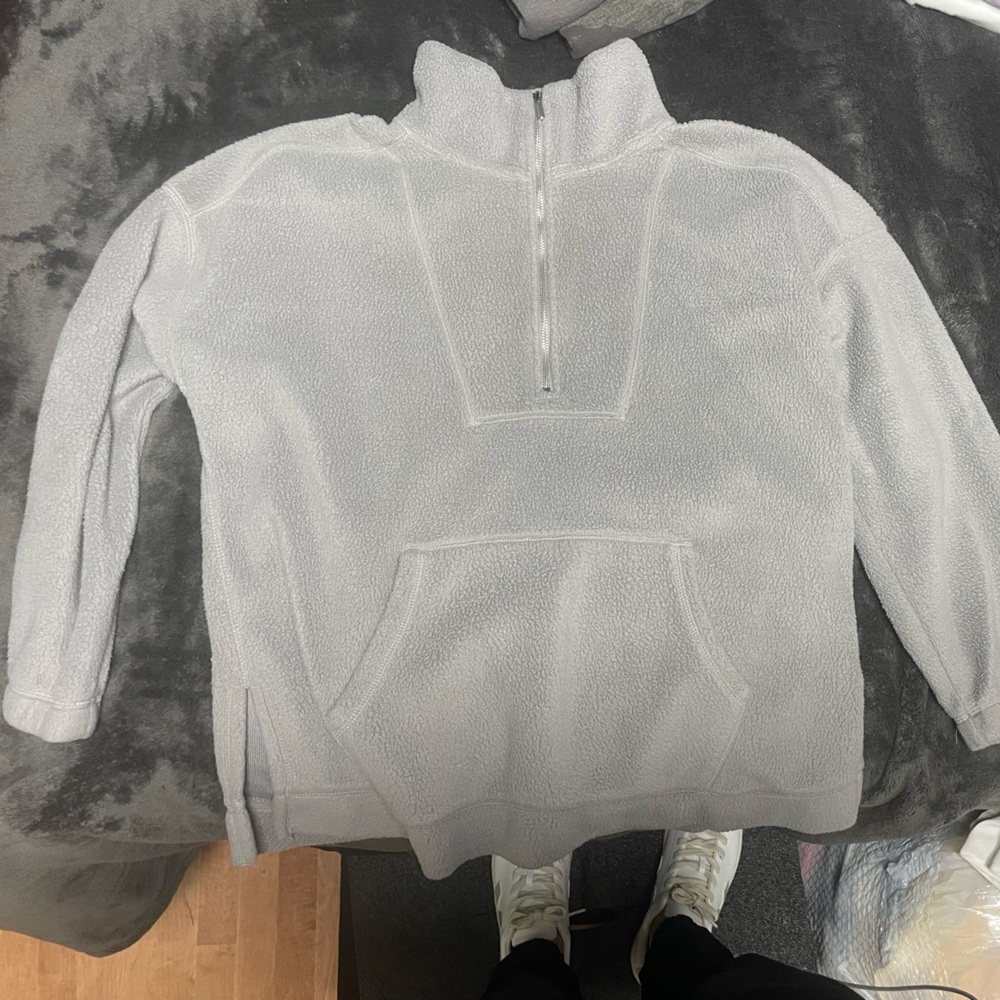 Old Navy Grey Oversized 3/4 Zip Sherpa